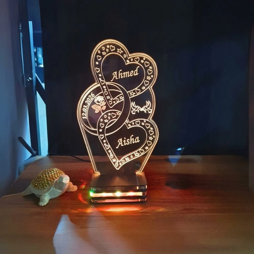 3d Ring Heart Customized Lamp