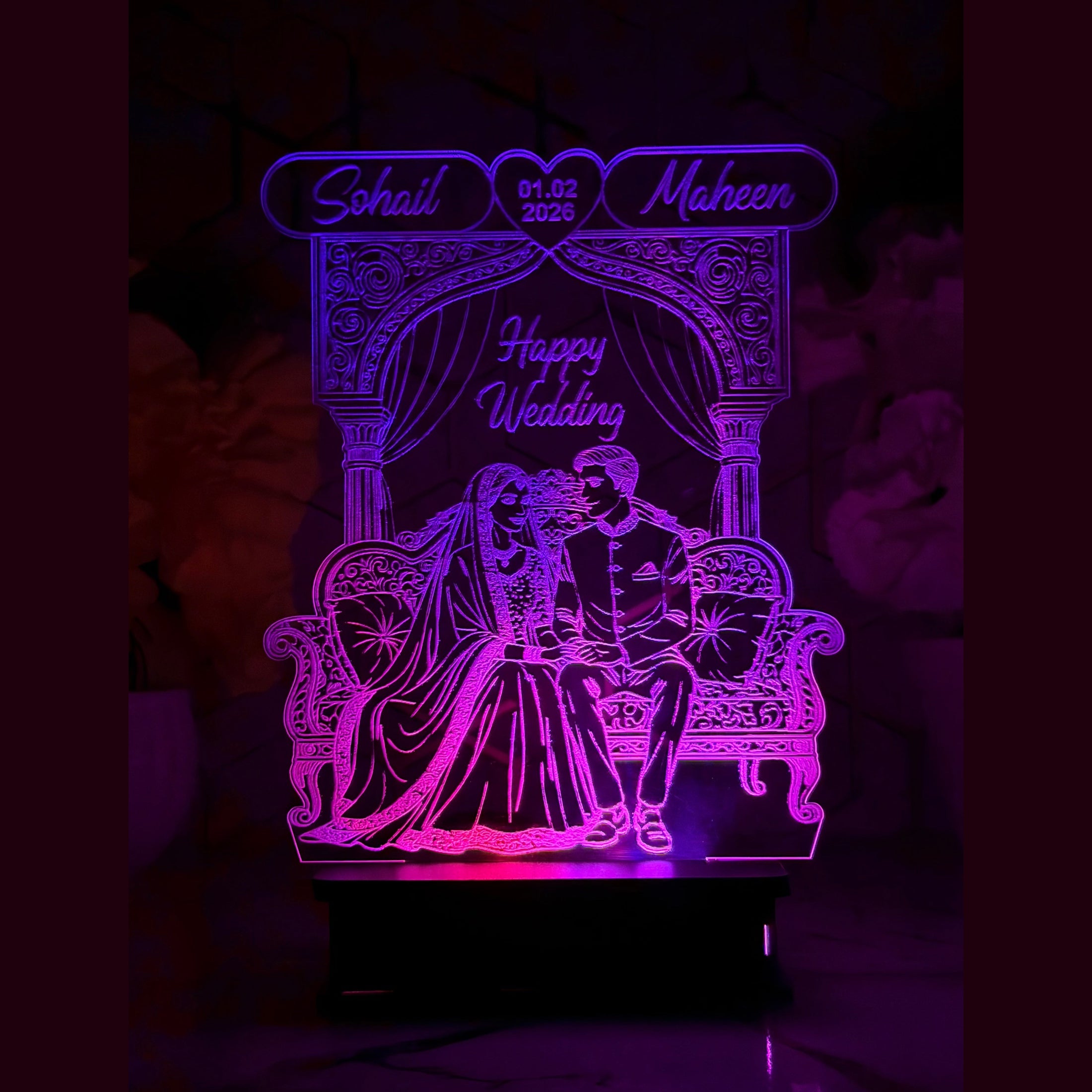 Newly Married Couple 3d Customized Lamps