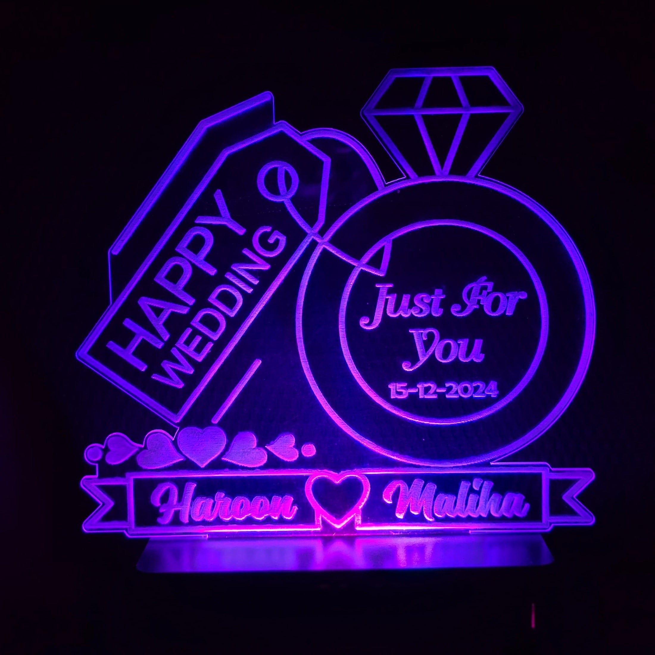Happy wedding Ring Customised Illusion lamp