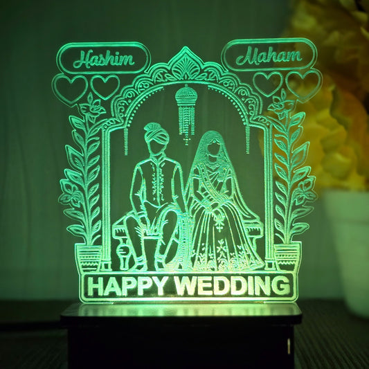 Bride & Groom 3d Customized illusion Lamp