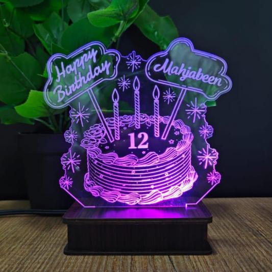 Birthday Cake 3d Customized illusion Lamp