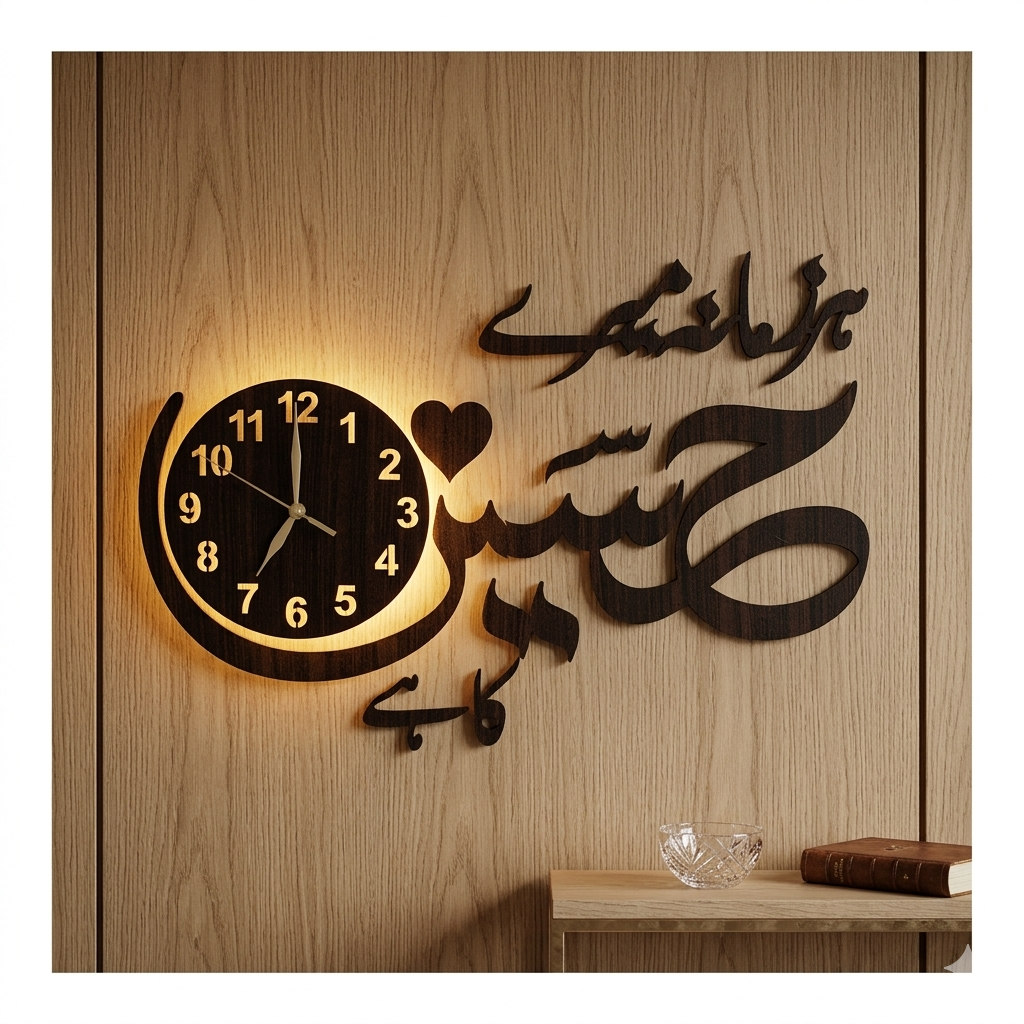 Har Zamana Mere Hussain Ka Hai Wooden Wall Clock