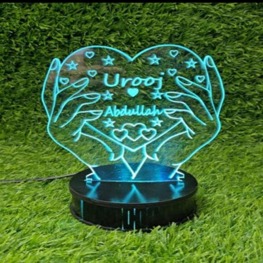 Heart in Hand Love 3d Customized illusion Lamp